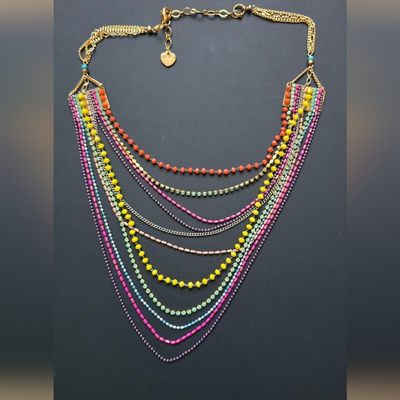 Nakamol Fuschia Layer Chain Necklace - Picture 4 of 9